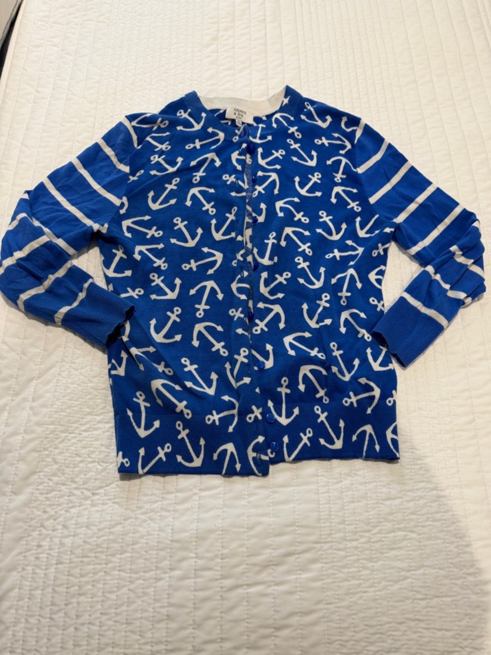 crown & ivy Blue Anchor-Print Cardigan